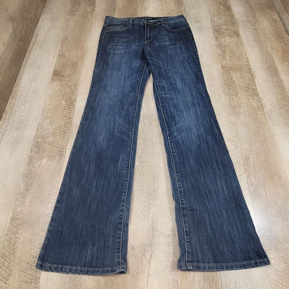 Salt Works Women's Solid Medium Rise Bootcut Jeans Blue Size 8